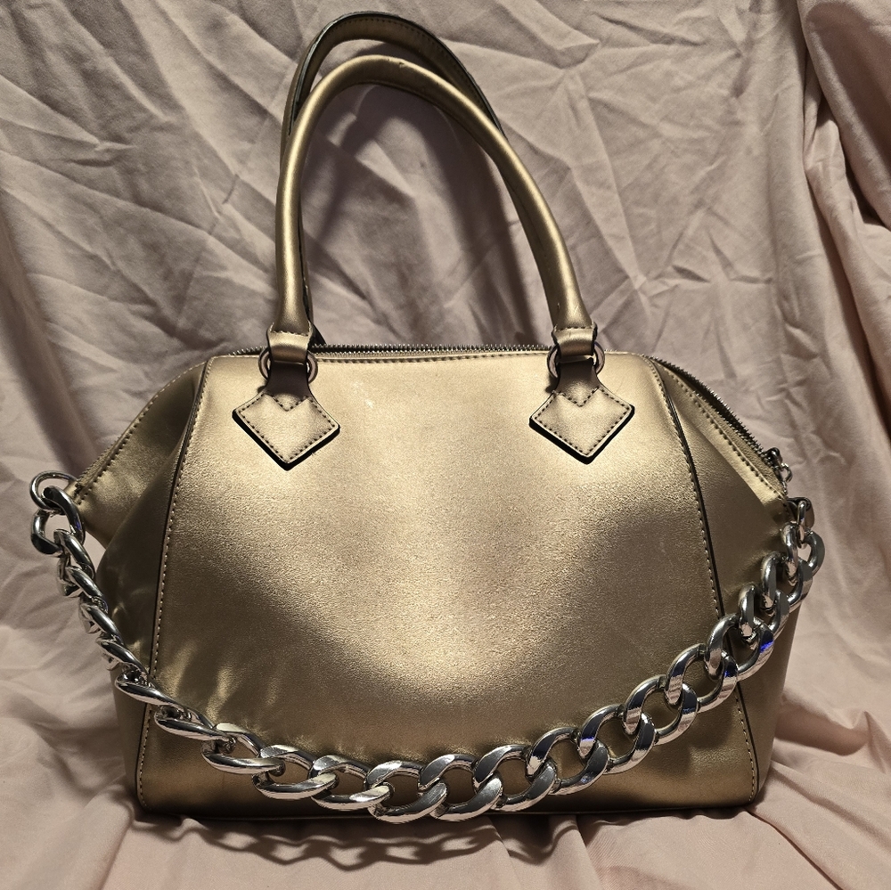 Beautifl Bronze Silver Chain Satchel Purse